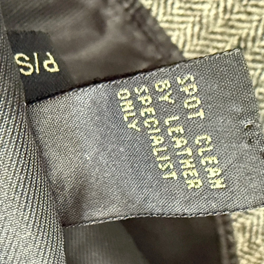 Vtg Coach‎ Wool Herringbone Bucket Hat Leather Trim Gray British Heritage Twee